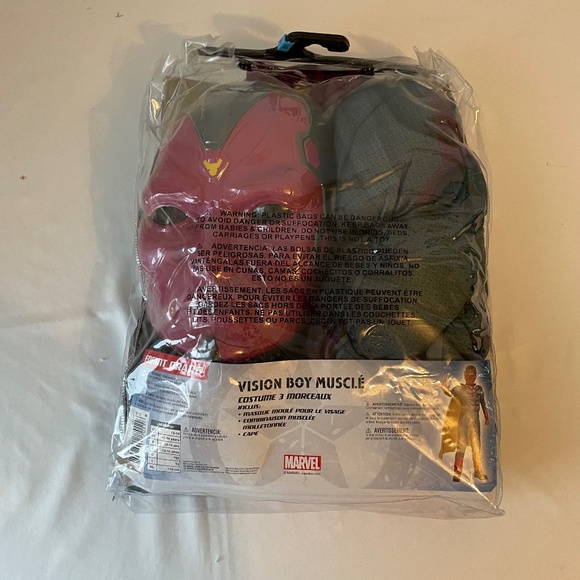 Vision Costume Kid L Marvel Civil War Halloween Mask Bodysuit Cape New - Picture 3 of 3